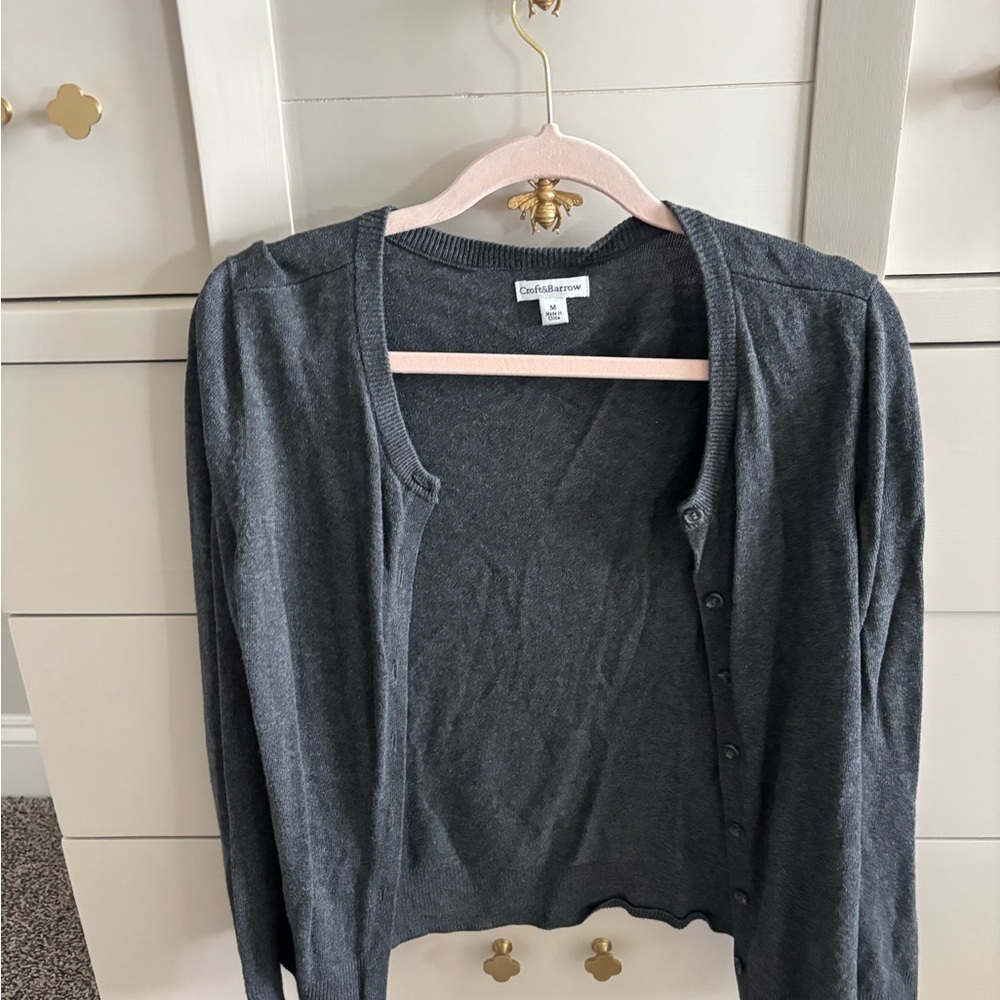 Charter Club Dark Gray Button-Up Cardigan